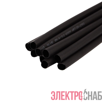 Трубка термоусадочная двустенная клеевая 6.4/3.2 (2:1) (уп.10шт) по 1м черн. Rexant 26-2103