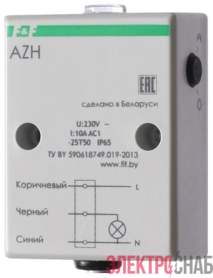 Фотореле AZH (встроен. фотодатчик монтаж на плоскость 230В 10А 1 НО IP65) F&F EA01.001.001