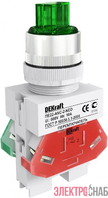 Переключатель на 2 положения I-O ПЕ-22 ANC-2 d22мм зел. DEKraft 25057DEK