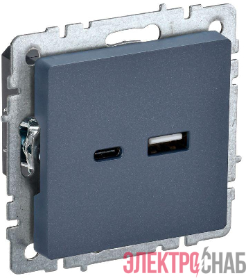 Розетка BRITE USB A+C 18Вт РЮ11-1-БрМ механизм маренго IEK BR-U22-018-K35