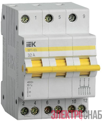 Выключатель-разъединитель трехпозиционный 3п ВРТ-63 32А IEK MPR10-3-032