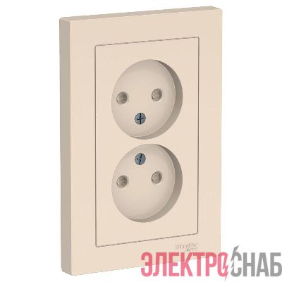 Розетка 2-м СП AtlasDesign 16А IP20 без заземл. защ. шторки в сборе беж. SE ATN000222