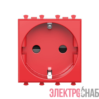 Розетка 1-м 2мод. Avanti "Красный квадрат" 16А IP20 2P+E защ. шторки красн. DKC 4401002