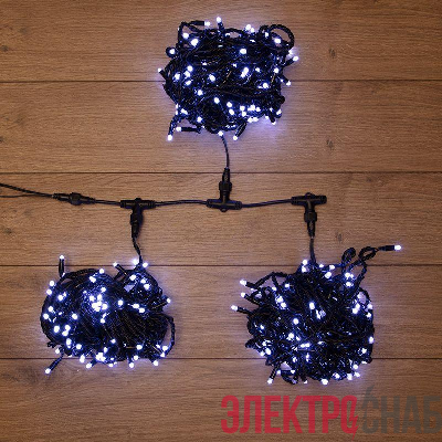 Гирлянда светодиодная "LED ClipLight" 3 нити х20м 399LED бел. 25Вт 24В IP65 свечение с динамикой с трансф. Neon-Night 323-305