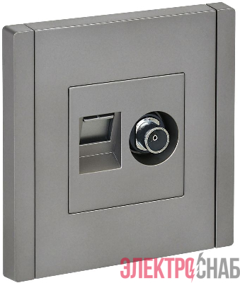 Розетка 2-м TV+RJ45 кат.6 FORTE&PIANO FP537 сталь IEK FP-AK20-2-K46