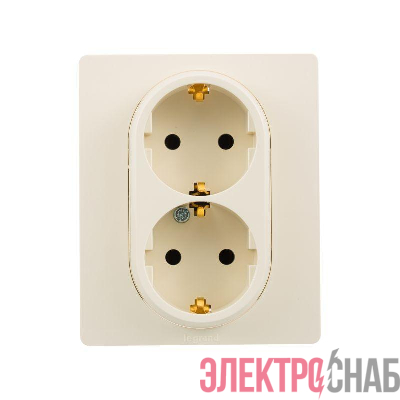 Розетка 2-м СП Etika 16А IP20 250В 2P+E с заземл. немецк. стандарт винт. клеммы в сборе сл. кость Leg 672323