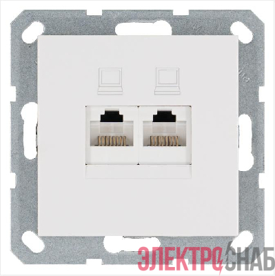 Розетка компьютерная 2-м RJ45 IP20 кат. 5E механизм бел. глянцевый Jasmart G6106W