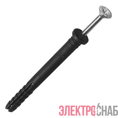 Дюбель-гвоздь 6х40мм потайной бортик полипропилен черн. (уп.100шт) Kranz KR-01-3621-011