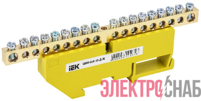 Шина PE "земля" на DIN-изоляторе ШНИ-6х9-18-Д-Ж IEK YNN10-69-18D-K05