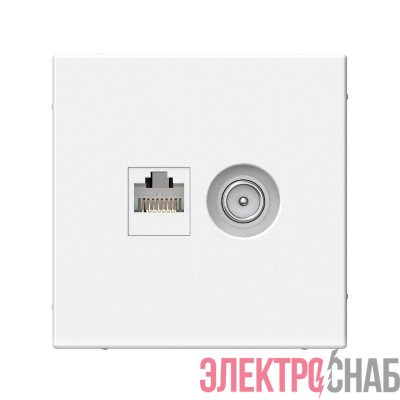 Розетка компьютерная + телевизионная 2-м СП ArtGallery RJ45 кат.5E + TV механизм бел. SE GAL000189