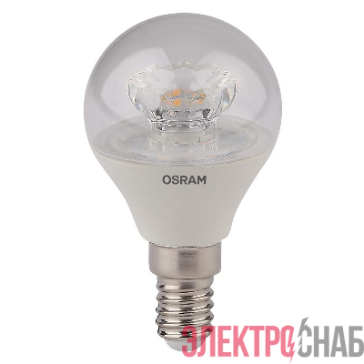 Лампа светодиодная LED STAR CLASSIC P 40 5.4W/830 5.4Вт шар прозрачная 3000К тепл. бел. E14 470лм 220-240В пластик. OSRAM 4052899971622