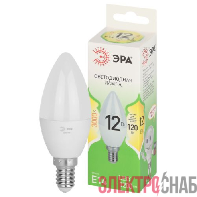 Лампа светодиодная GREEN LINE B35-12W-830-E14 GL 12Вт свеча 3000К свет тепл. E14 Эра Б0067089