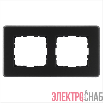 Рамка 2-м G-Glass закругленная стекло матов. черн. Jasmart G1002GB-RM