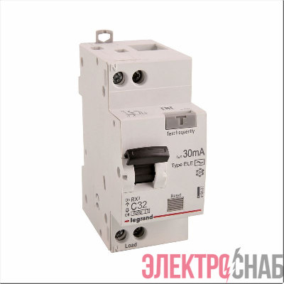 Выключатель автоматический дифференциального тока 2п (1P+N) C 32А 30мА тип AC 6кА RX3 ИЭК Leg 419402