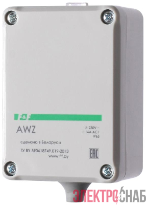 Фотореле AWZ (встроен. фотодатчик монтаж на плоскость 230В 16А 1 НО IP65) F&F EA01.001.003