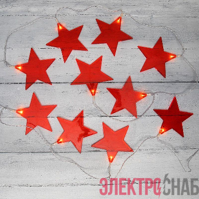 Гирлянда светодиодная "Звездопад" 2.25м 10LED красн. тепл. бел. 0.1Вт IP20 провод ПВХ прозр. элементы питания 2хAA (не в компл.) Neon-Night 304-002