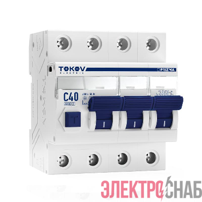Выключатель автоматический дифференциального тока 4п (3P+N) C 40А 30мА тип AC 6кА PRIZMA TOKOV Electric TKE-PZ60-RCBO-4-40-30-AC