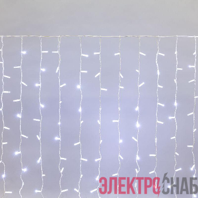 Гирлянда светодиодная "Светодиодный Дождь" 2х1.5м 300LED бел. 23Вт 230В IP65 постоян. свечение провод бел. (нужен шнур питания 303-500-1) Neon-Night 235-115