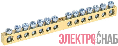 Шина PEN "земля-ноль" 6х9мм 14/1 (14групп/крепеж по центру) IEK YNN10-14-100