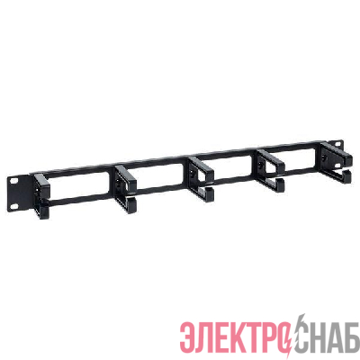 Органайзер кабельный TERACOM PRO 1U с 5 пластиковыми кольцами черн. EKF TRP-1CO-5R-PL-BK