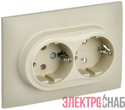Розетка 2-м SKANDY 16А с заземл. без защ. шторок в сборе SK-R08B беж. IEK SK-R21-16-K10-F