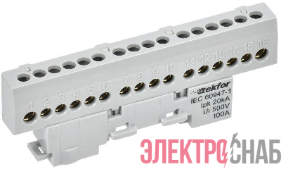 Шина L &quot;фаза&quot; изол. на универс. держ. 6х9-16-Ср TEKFOR IEK TF-NN10-16-KL-K03