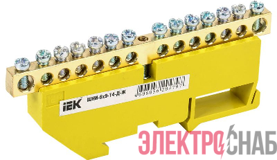 Шина PE "земля" на DIN-изоляторе ШНИ-6х9-14-Д-Ж IEK YNN10-69-14D-K05