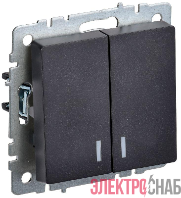 Выключатель 2-кл. СП BRITE ВС10-2-1-БрЧ 10А с индик. механизм черн. IEK BR-V20-1-10-K02