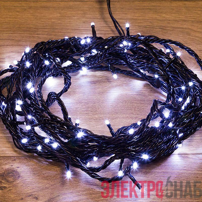 Гирлянда светодиодная управляемая"Нить" 10м 100LED бел. 10Вт 220-240В IP65 8 режимов провод ПВХ черн. (нужен контроллер 217-204) Neon-Night 303-135