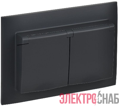Розетка 2-м SKANDY 16А IP44 с крышкой в сборе SK-R12G графит IEK SK-R26-16-44-K53-F