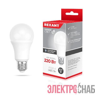 Лампа светодиодная A60 25.5Вт Груша 6500К нейтр. бел. E27 2423лм Rexant 604-202