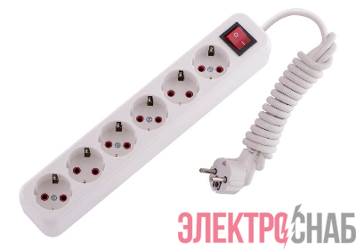 Удлинитель 6х2м с заземл. 16А IP20 Lila с выкл. LEZARD 720-0602-602