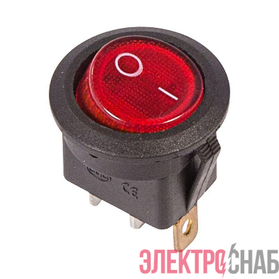 Выключатель клавишный круглый 250В 6А (3с) ON-OFF красн. с подсветкой (RWB-214 SC-214 MIRS-101-8) Rexant 36-2570