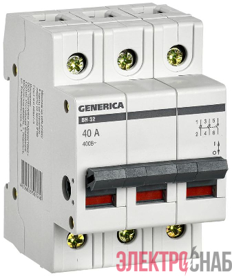 Выключатель нагрузки (мини-рубильник) 3п 40А ВН-32 GENERICA MNV15-3-040