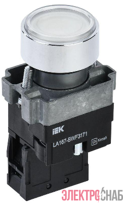 Кнопка LA167-BWF3171 d22мм RC 1НО с подсветкой бел. IEK BBT20-BWF3171-1-12-67-K01