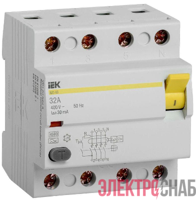 Выключатель дифференциального тока (УЗО) 4п 32А 30мА тип A ВД1-63 KARAT IEK MDV11-4-032-030