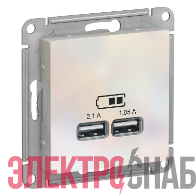 Механизм розетки USB AtlasDesign 5В 1порт х 2.1А 2порта х 1.05А жемчуг SchE ATN000433