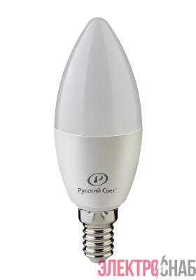 Лампа светодиодная RS LED C37 E14 4W 220-240V 4Вт свеча матовая 2700К тепл. бел. E14 400лм 220-240В Ra90 Русский Свет 15010545054