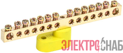 Шина PE "земля" ШНИ-6х9-14-У1-Ж на одном угловом изоляторе IEK YNN10-69-14C1-K05