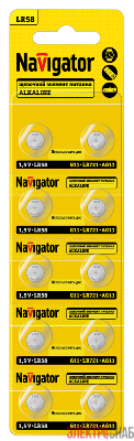 Элемент питания алкалиновый "таблетка" 95 667 NBT-10 (LR58 AG11 LR721 BP10) (блист.10шт) Navigator 95667