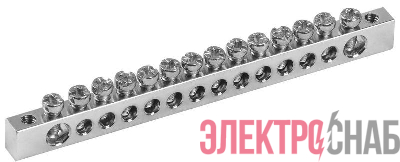 Шина PEN &quot;земля-ноль&quot; 6х9мм 14/2 Ni (14групп/крепеж по краям) IEK YNN11-14-100-N