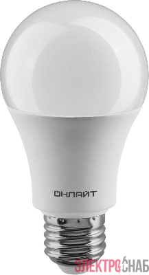 Лампа светодиодная 61 150 OLL-A60-15-230-4K-E27 15Вт грушевидная 4000К нейтр. бел. E27 1500лм 176-264В ОНЛАЙТ 61150
