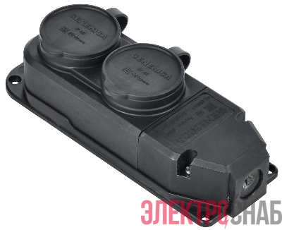 Колодка удлинителя 2-м 16А IP44 с защ. крышкой каучук черн. GENERICA ERK20-016-02-44-K02-G