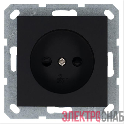 Розетка 1-м 16А IP20 без заземл. защ. шторки механизм черн. матов. soft touch Jasmart G5503PB