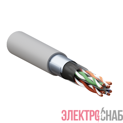Кабель витая пара F/UTP кат.6 4 пары solid 23AWG оболочка LSZH нг(А)-HF TERACOM PRO сер. (уп.305м) EKF TRP-6FTP-04LSH-GY-IN3