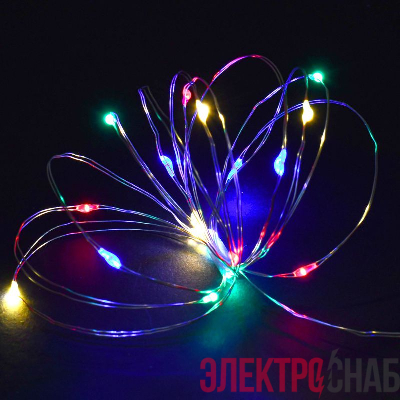 Гирлянда &amp;amp;amp;amp;amp;amp;amp;amp;quot;Роса&amp;amp;amp;amp;amp;amp;amp;amp;quot; 2м 20LED RGBY IP20 провод прозр. шнур 0.3м 2AA IEK LGDB500-3-020-02-T-B-20