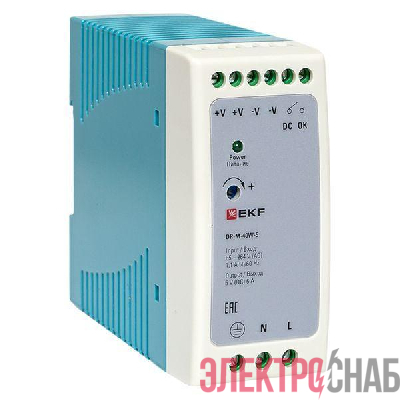Блок питания на DIN-рейку 40Вт Uвх ~ 240В AC m Uвых - 5В DC постоянного тока EKF DR-M-40W-5