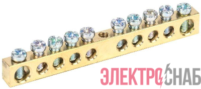 Шина PEN &quot;земля-ноль&quot; 6х9мм 10/1 (10групп/крепеж по центру) IEK YNN10-10-100