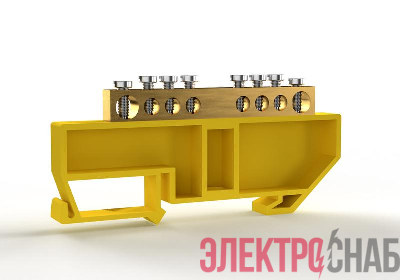 Шина PE &amp;amp;quot;земля&amp;amp;quot; на DIN-изоляторе 6х9мм 8 отвер. латунь TOKOV ELECTRIC TKE-BCB-69-8-DIN/PE