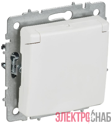 Розетка BRITE РСбш10-3-БрАБ 16А IP20 с заземл. защ. шторки с крышкой механизм арктич. бел. IEK BR-R16-16-K91